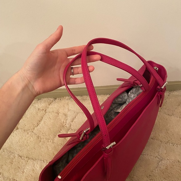 Tory Burch Emerson Large Hot Pink Saffiano Leather Buckle Tote - Picture 6 of 16